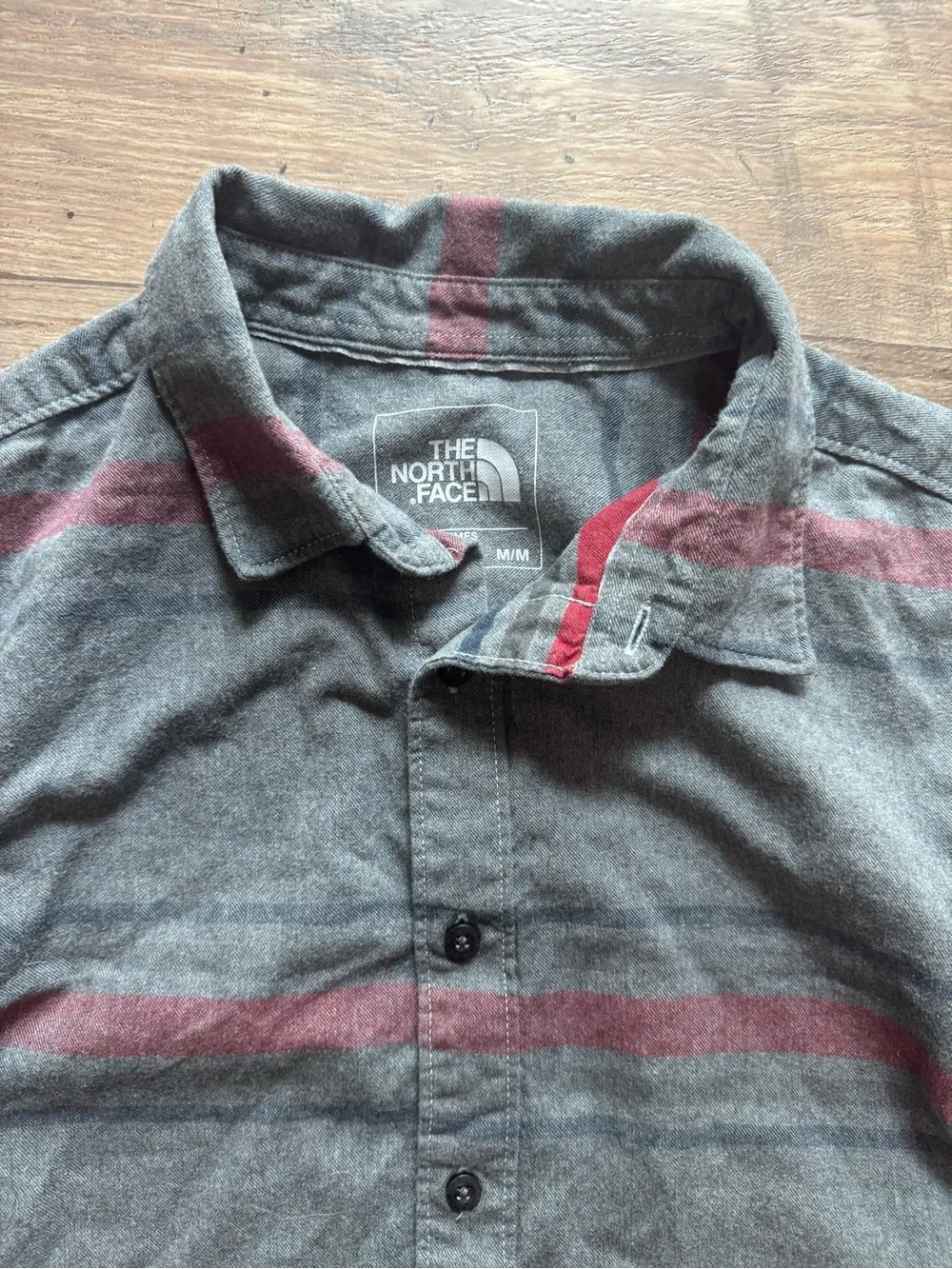The North Face Men's Grey & Red Striped Button-Down Shirt